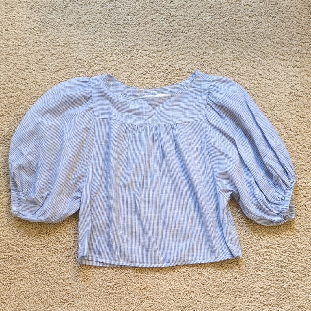Christy Dawn Light Blue Puff Sleeve Blouse